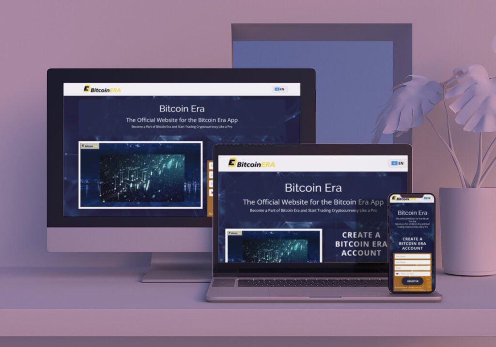 bitcoin era website displayed in mobile laptop and desktop devices
