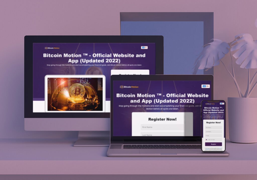 bitcoin motion viewed on mobile laptop and desktop devices