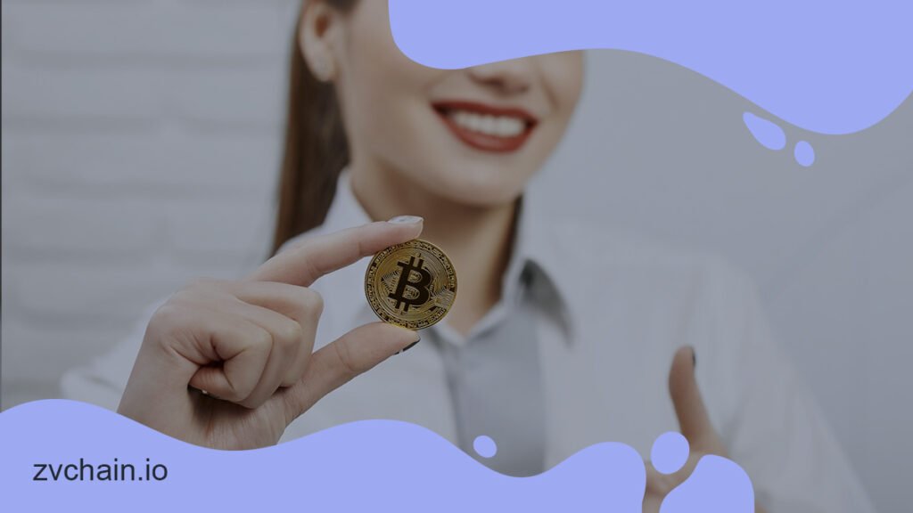 A woman showing Bitcoin and giving a thumb up